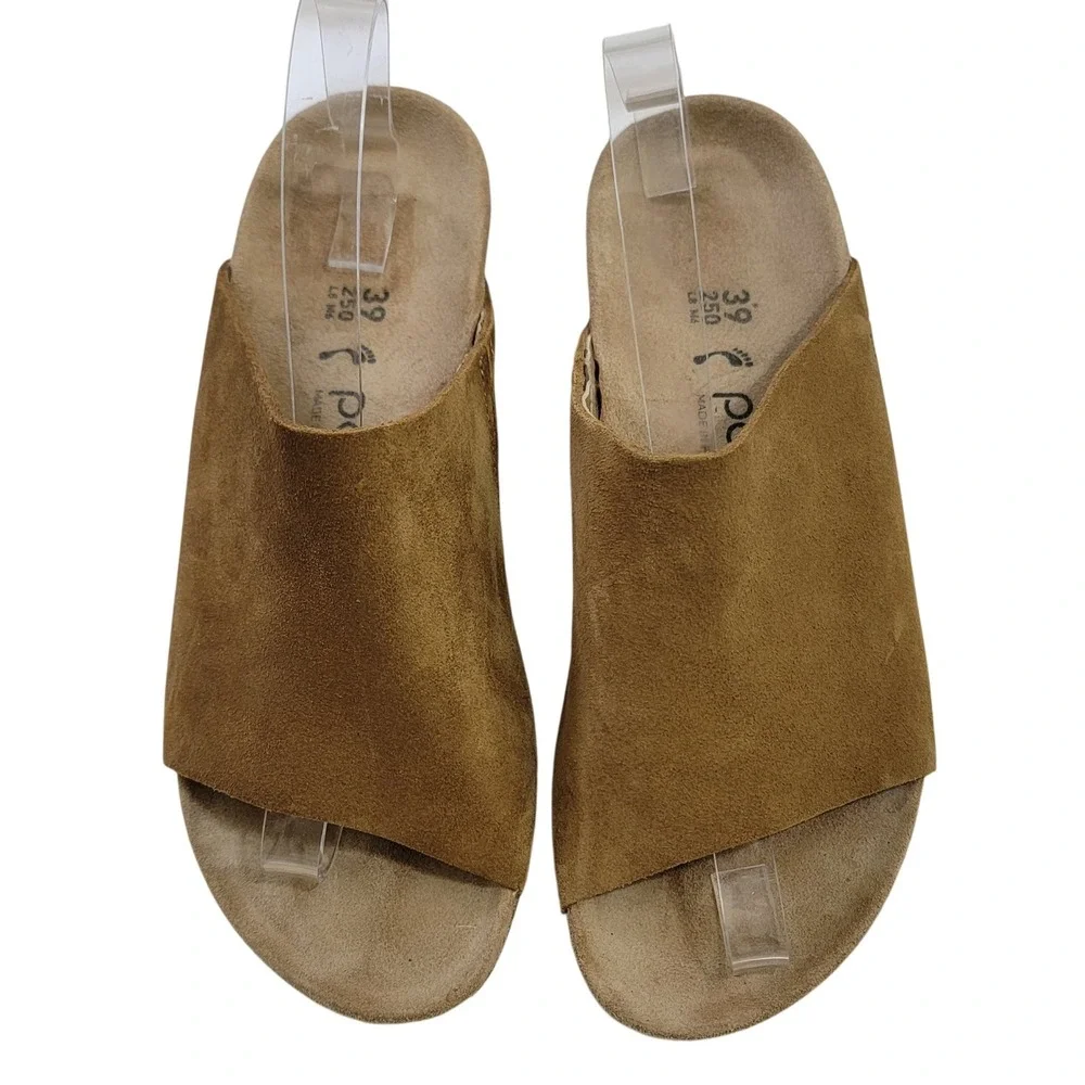 Papillio by Birkenstock Namica Suede Wedge Slide Sandals Brown 39 L8 M6 Portugal